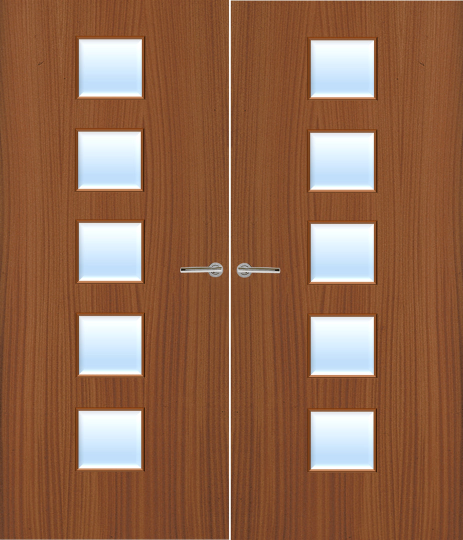 Sapele Veneer 10G Glazed Pair FD30 Internal Fire Door