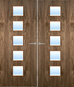 Load image into Gallery viewer, Walnut Veneer 10G Glazed Pair FD30 Internal Fire Door
