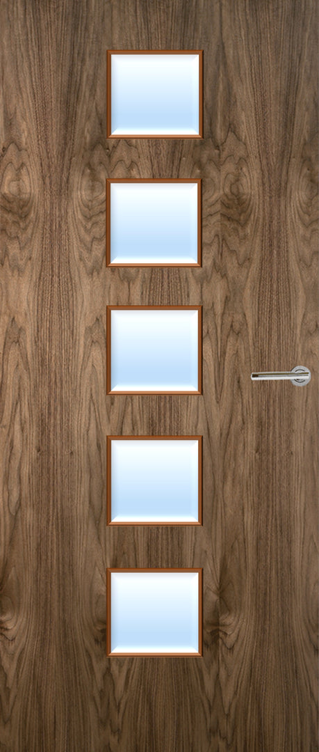 Walnut Veneer 10G Glazed FD30 Internal Fire Door