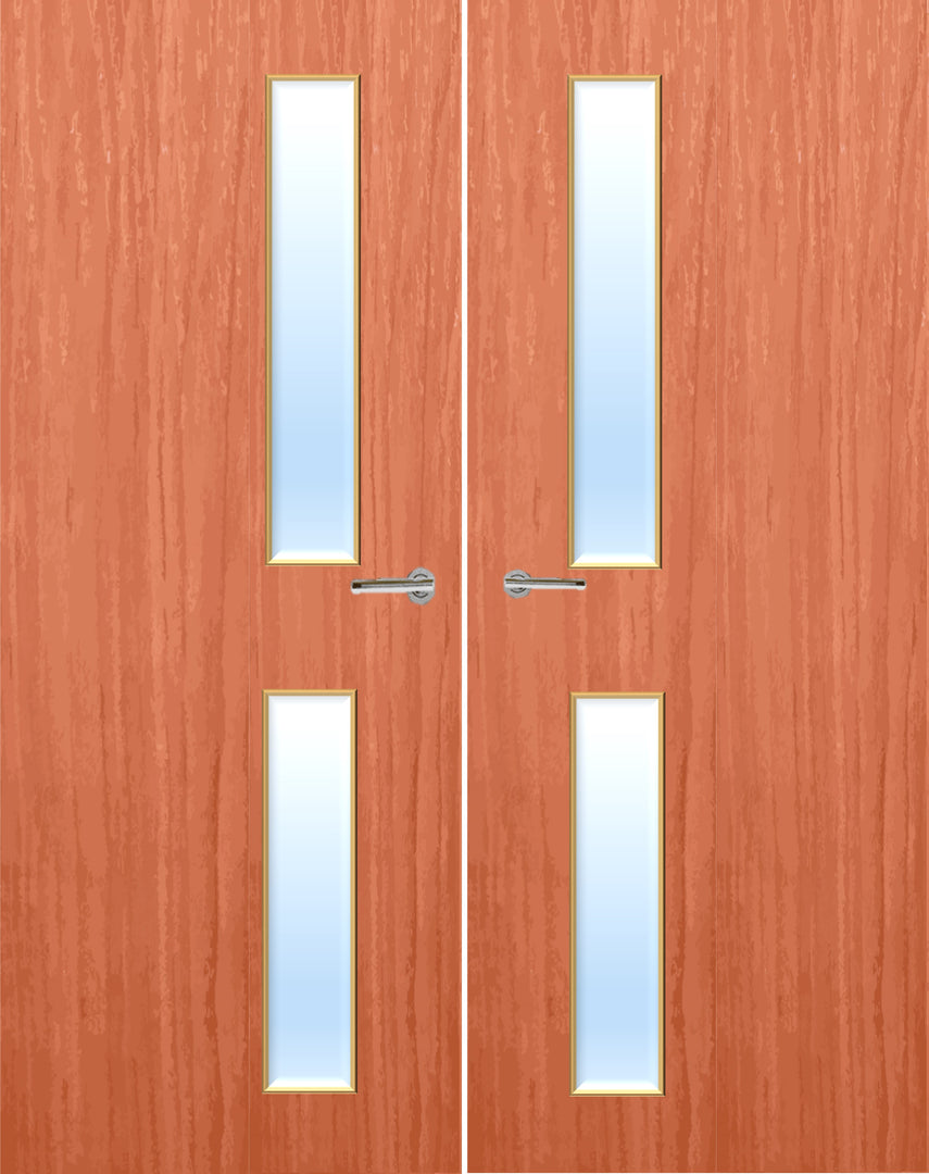 Cherry Veneer 16G Glazed Pair FD30 Internal Fire Door