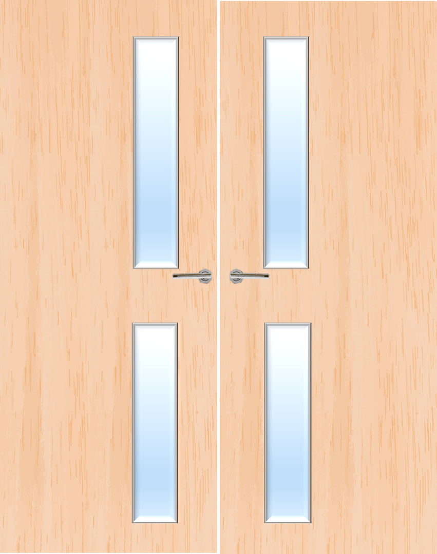 Maple Veneer 16G Glazed Pair FD30 Internal Fire Door