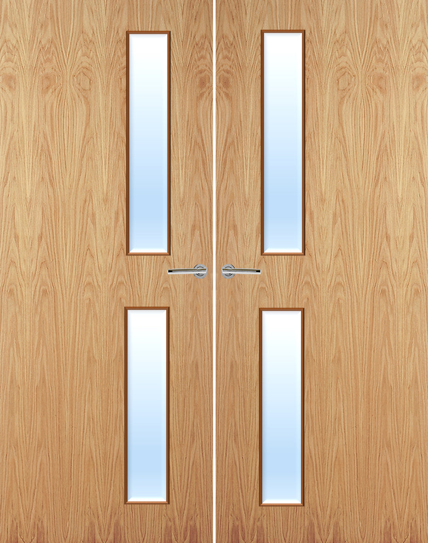 Oak Veneer 16G Glazed Pair FD30 Internal Fire Door