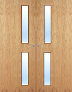 Load image into Gallery viewer, Oak Veneer 16G Glazed Pair FD30 Internal Fire Door
