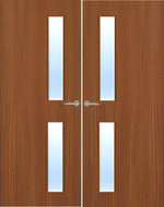 Load image into Gallery viewer, Sapele Veneer 16G Glazed Pair FD30 Internal Fire Door
