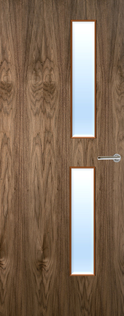 Walnut Veneer 16G Glazed FD30 Internal Fire Door