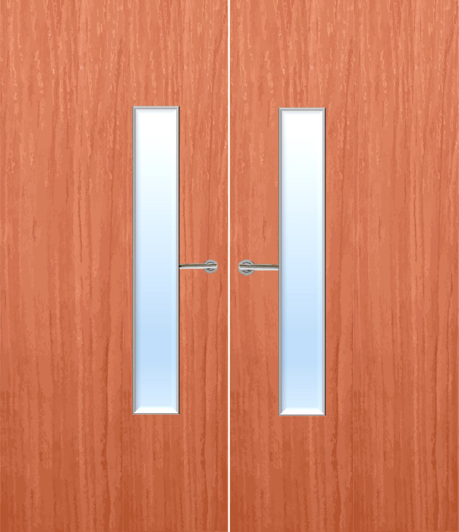 Cherry Veneer 18G Glazed Pair FD30 Internal Fire Door