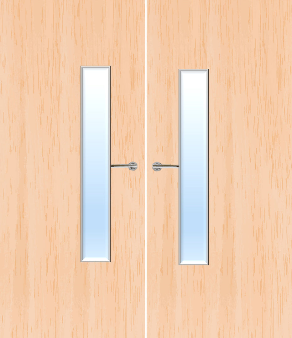 Maple Veneer 18G Glazed Pair FD30 Internal Fire Door