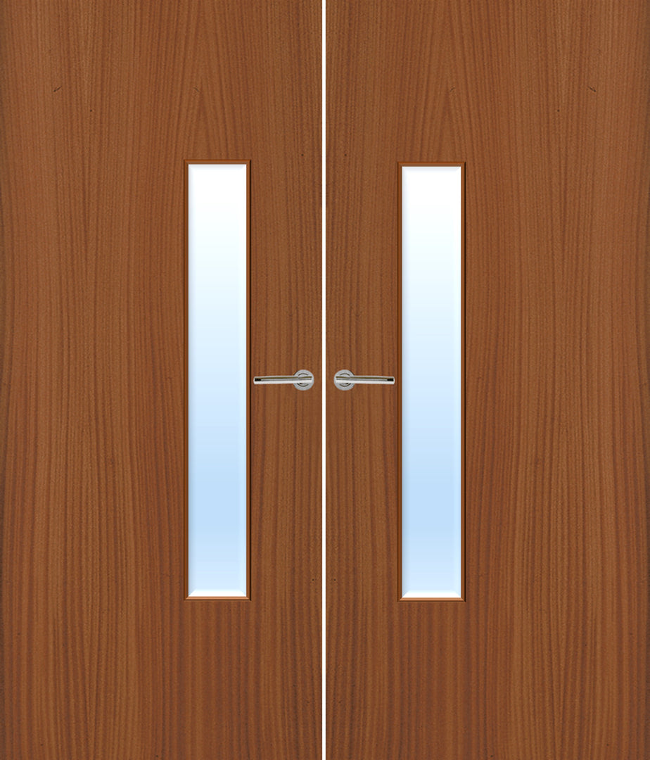 Sapele Veneer 18G Glazed Pair FD30 Internal Fire Door