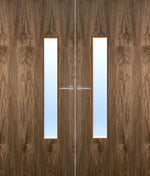 Load image into Gallery viewer, Walnut Veneer 18G Glazed Pair FD30 Internal Fire Door
