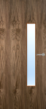 Load image into Gallery viewer, Walnut Veneer 18G Glazed FD30 Internal Fire Door
