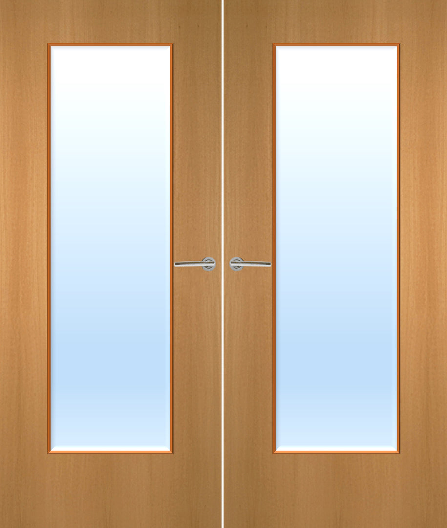 Beech Veneer 19G Glazed Pair FD30 Internal Fire Door