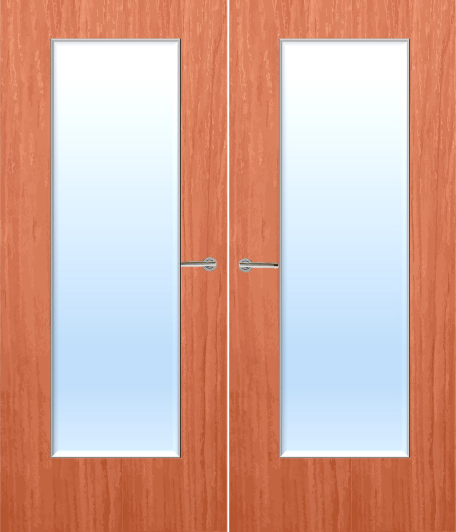 Cherry Veneer 19G Glazed Pair FD30 Internal Fire Door