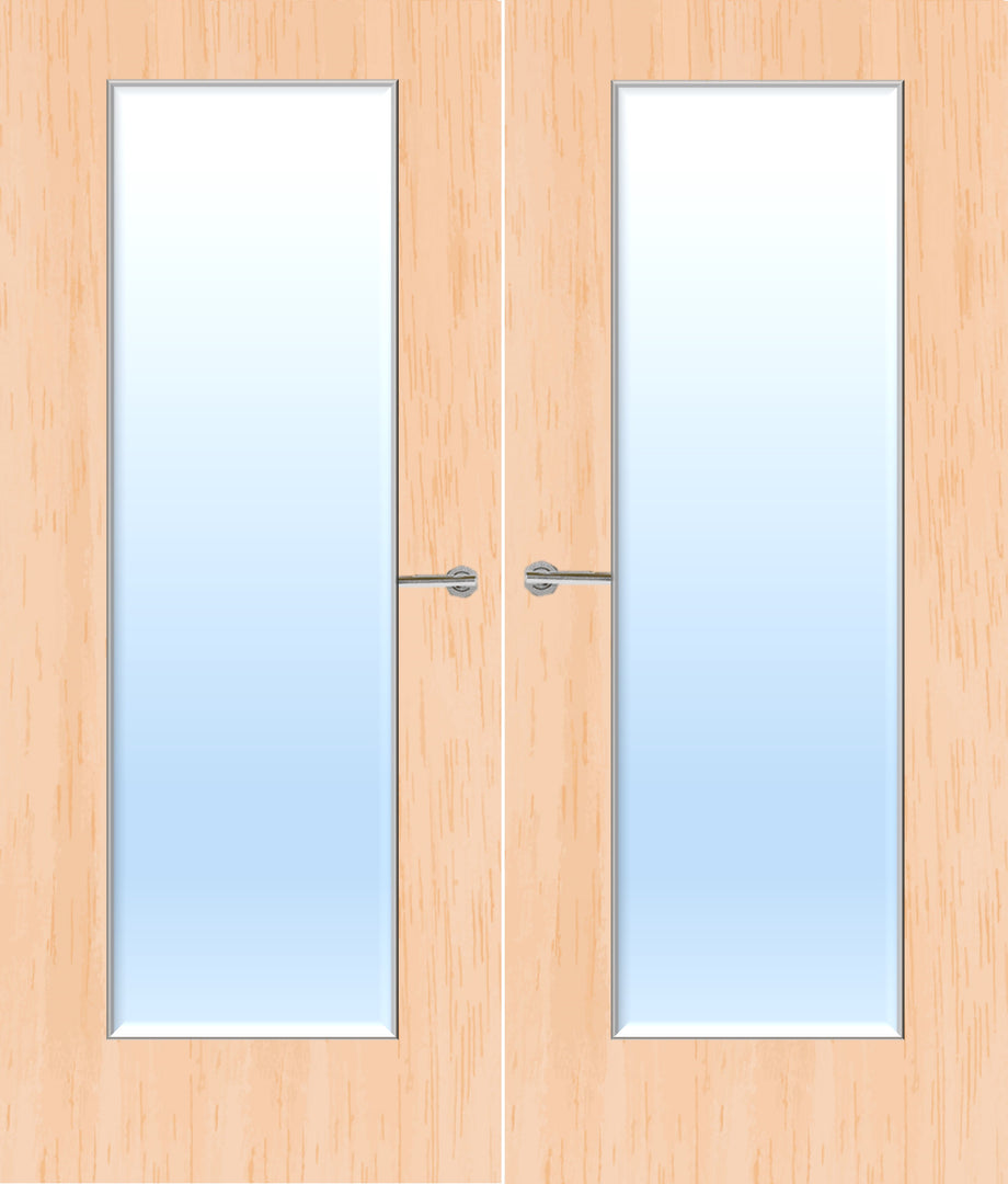 Maple Veneer 19G Glazed Pair FD30 Internal Fire Door