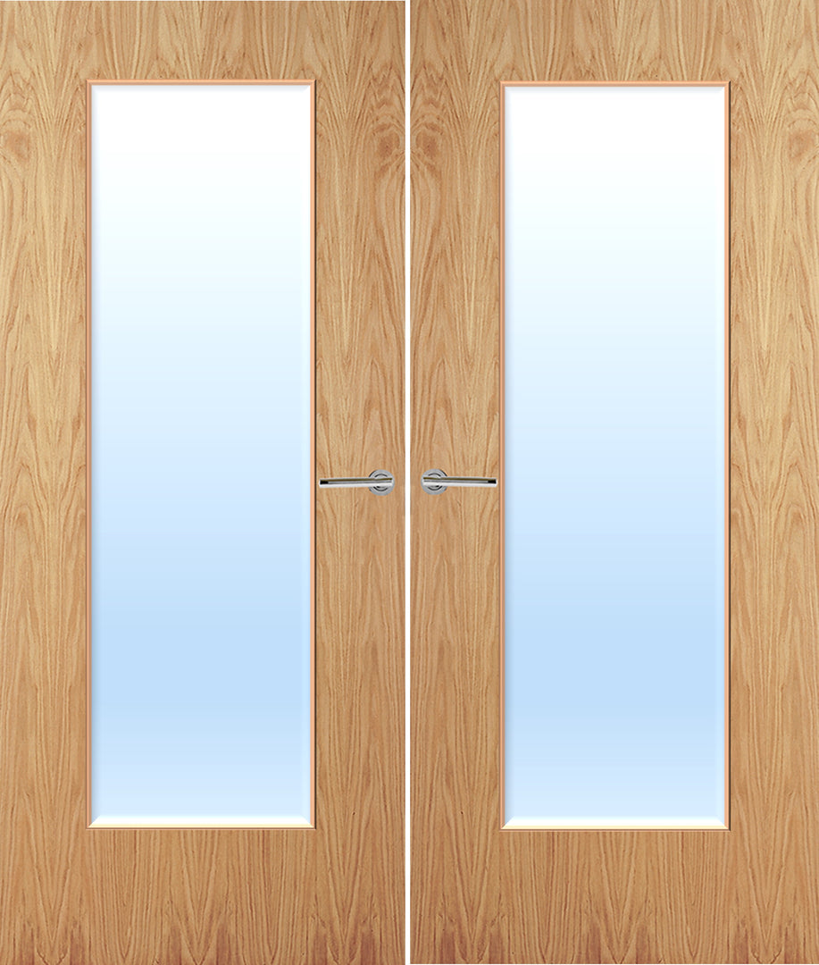 Oak Veneer 19G Glazed Pair FD30 Internal Fire Door