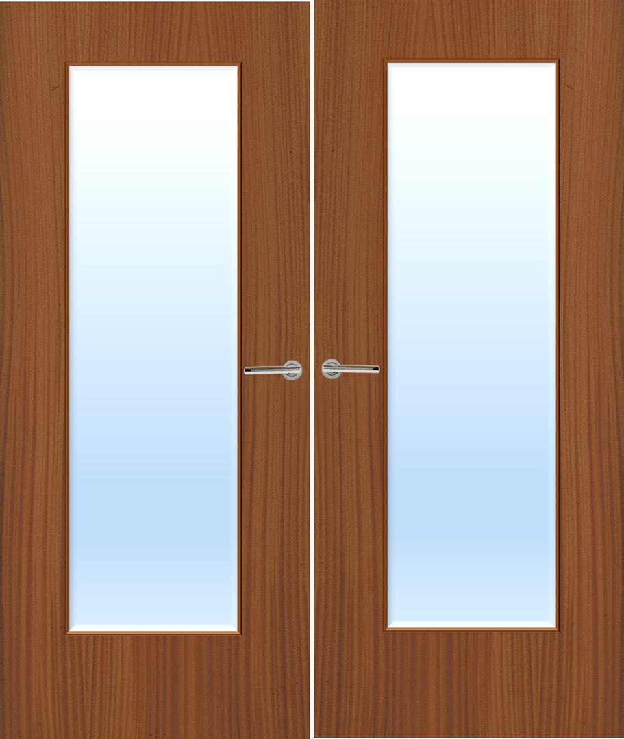 Sapele Veneer 19G Glazed Pair FD30 Internal Fire Door