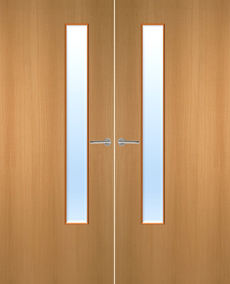 Beech Veneer 20G Glazed Pair FD30 Internal Fire Door