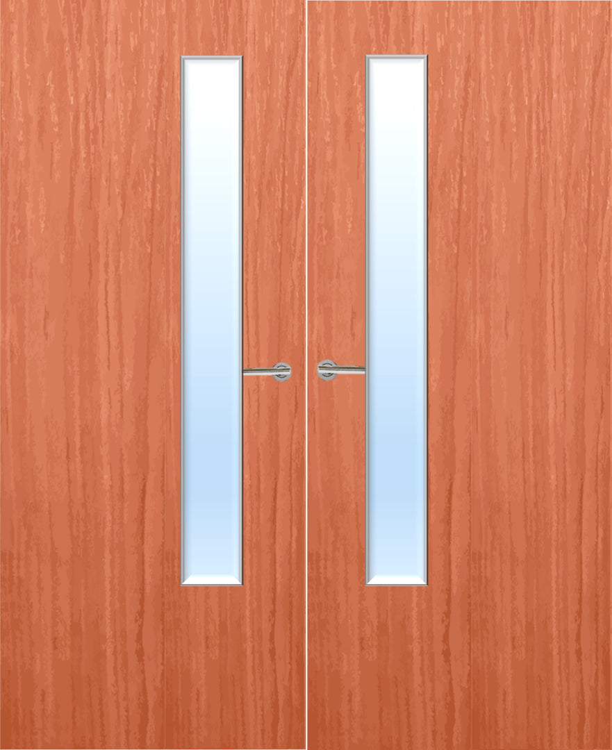 Cherry Veneer 20G Glazed Pair FD30 Internal Fire Door