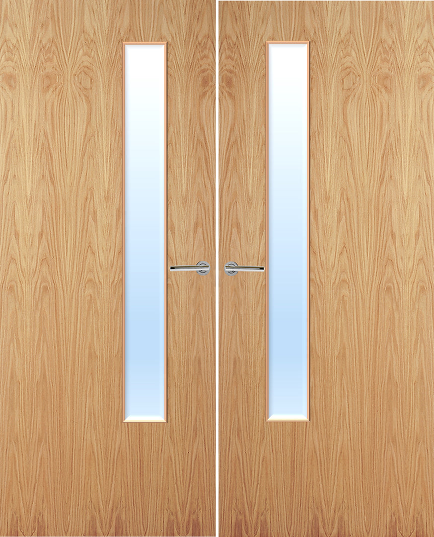 Oak Veneer 20G Glazed Pair FD30 Internal Fire Door