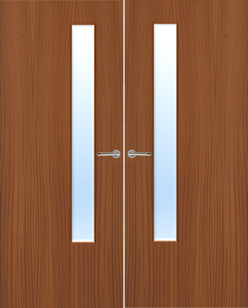 Sapele Veneer 20G Glazed Pair FD30 Internal Fire Door