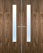 Load image into Gallery viewer, Walnut Veneer 20G Glazed Pair FD30 Internal Fire Door
