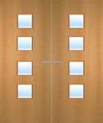 Load image into Gallery viewer, Beech Veneer 22G Glazed Pair FD30 Internal Fire Door
