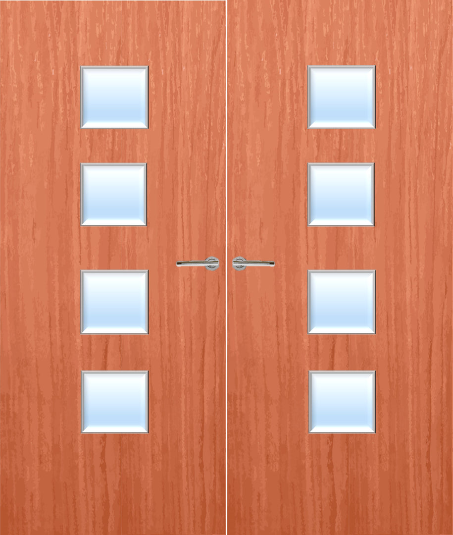 Cherry Veneer 22G Glazed Pair FD30 Internal Fire Door