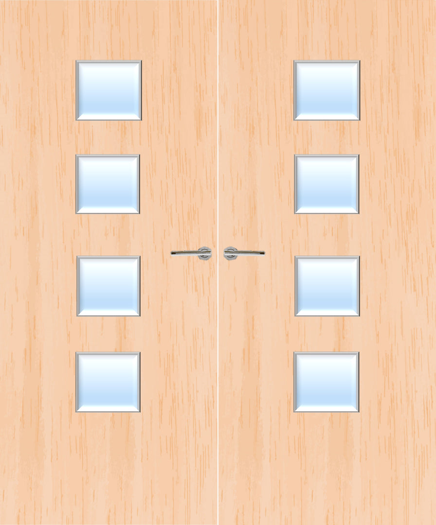 Maple Veneer 22G Glazed Pair FD30 Internal Fire Door