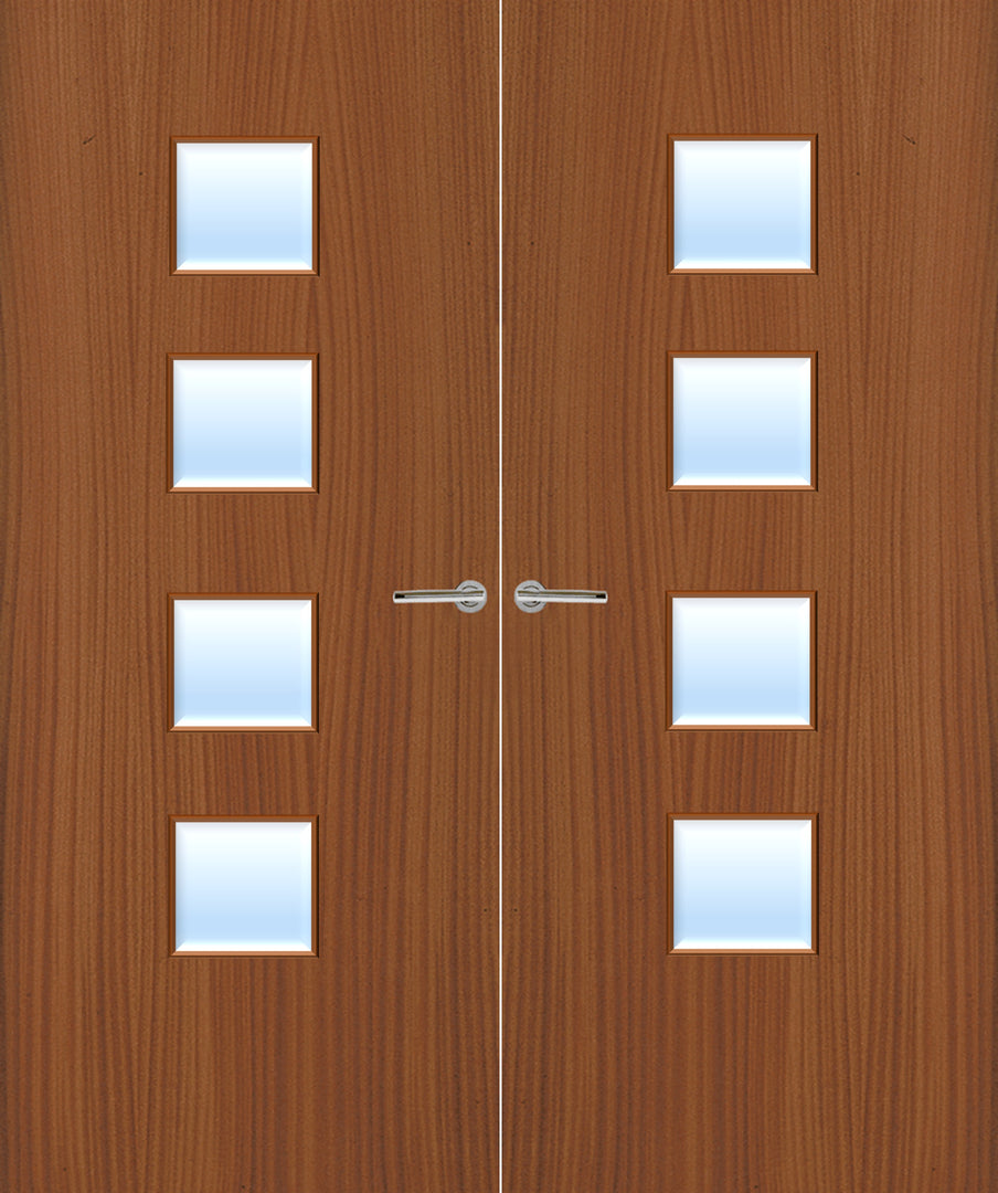 Sapele Veneer 22G Glazed Pair FD30 Internal Fire Door