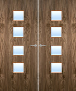 Load image into Gallery viewer, Walnut Veneer 22G Glazed Pair FD30 Internal Fire Door
