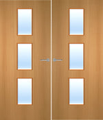 Load image into Gallery viewer, Beech Veneer 23G Glazed Pair FD30 Internal Fire Door
