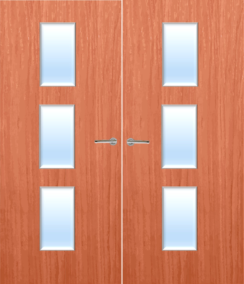 Cherry Veneer 23G Glazed Pair FD30 Internal Fire Door