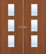 Load image into Gallery viewer, Sapele Veneer 23G Glazed Pair FD30 Internal Fire Door
