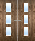 Load image into Gallery viewer, Walnut Veneer 23G Glazed Pair FD30 Internal Fire Door
