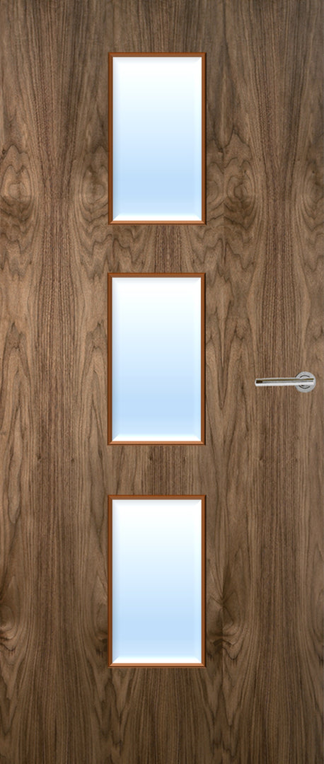 Walnut Veneer 23G Glazed FD30 Internal Fire Door