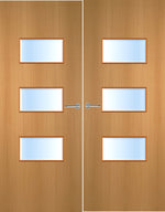 Load image into Gallery viewer, Beech Veneer 24G Glazed Pair FD30 Internal Fire Door
