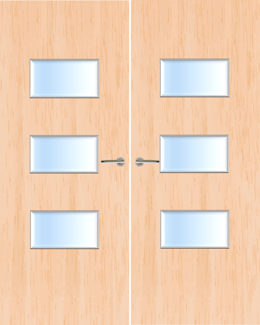 Maple Veneer 24G Glazed Pair FD30 Internal Fire Door