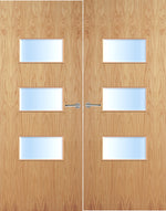 Load image into Gallery viewer, Oak Veneer 24G Glazed Pair FD30 Internal Fire Door
