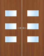 Load image into Gallery viewer, Sapele Veneer 24G Glazed Pair FD30 Internal Fire Door
