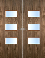 Load image into Gallery viewer, Walnut Veneer 24G Glazed Pair FD30 Internal Fire Door
