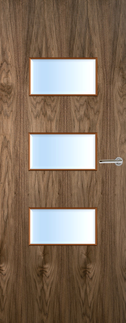 Walnut Veneer 24G Glazed FD30 Internal Fire Door