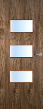 Load image into Gallery viewer, Walnut Veneer 24G Glazed FD30 Internal Fire Door
