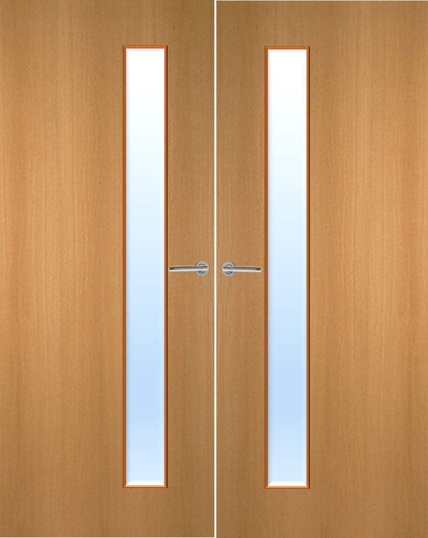 Beech Veneer 25G Glazed Pair FD30 Internal Fire Door