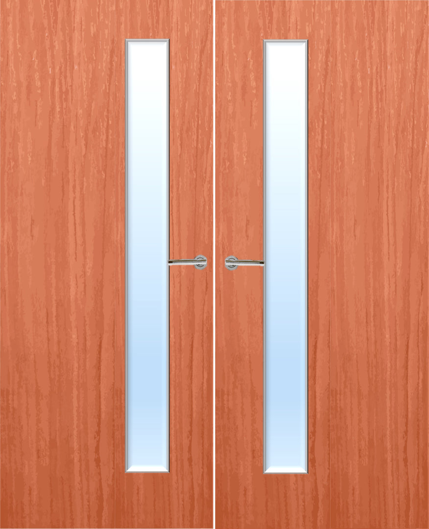 Cherry Veneer 25G Glazed Pair FD30 Internal Fire Door