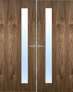 Load image into Gallery viewer, Walnut Veneer 25G Glazed Pair FD30 Internal Fire Door
