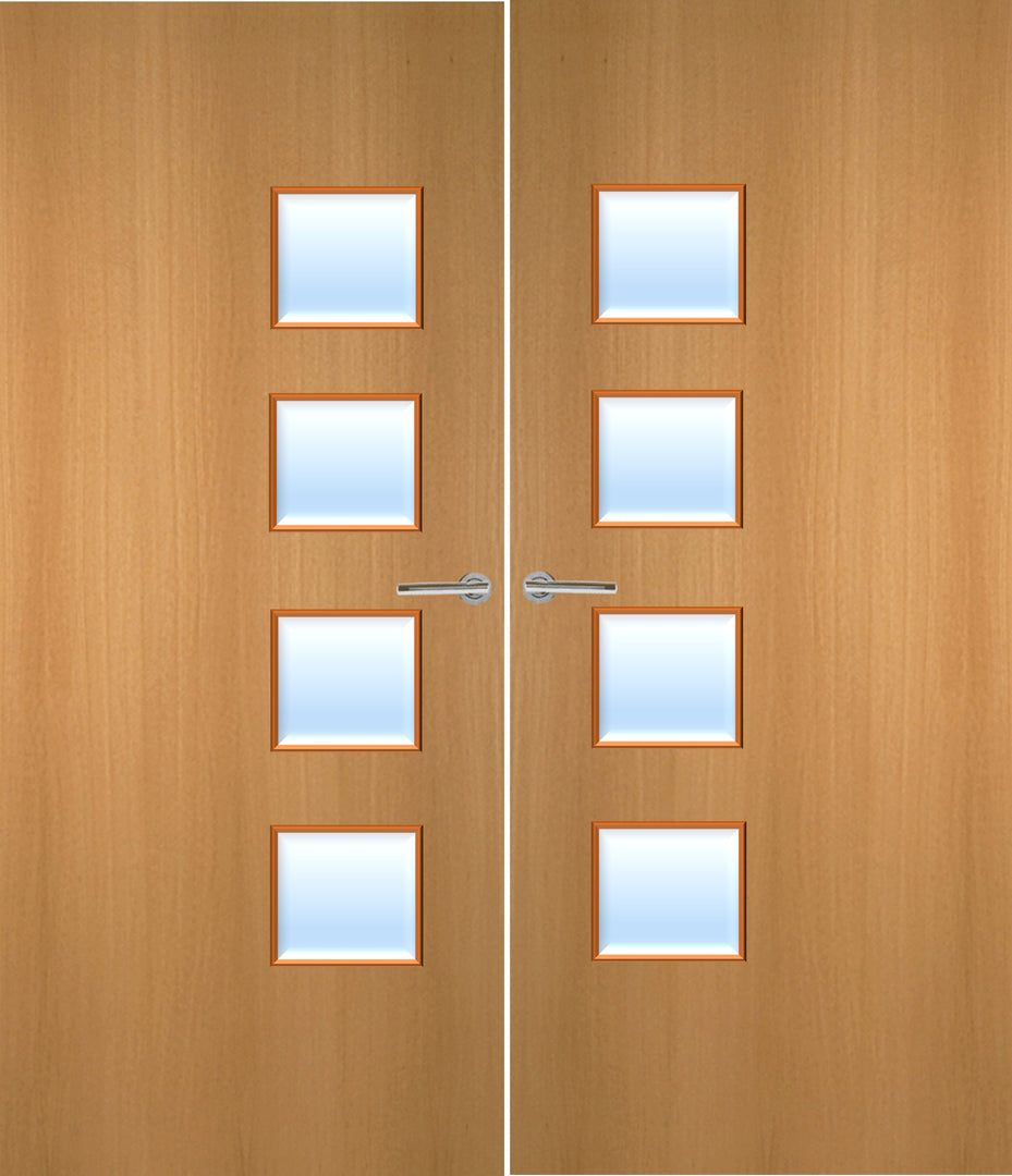 Beech Veneer 26G Glazed Pair FD30 Internal Fire Door