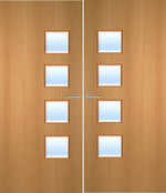 Load image into Gallery viewer, Beech Veneer 26G Glazed Pair FD30 Internal Fire Door
