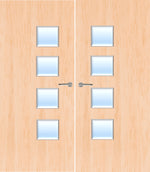 Load image into Gallery viewer, Maple Veneer 26G Glazed Pair FD30 Internal Fire Door
