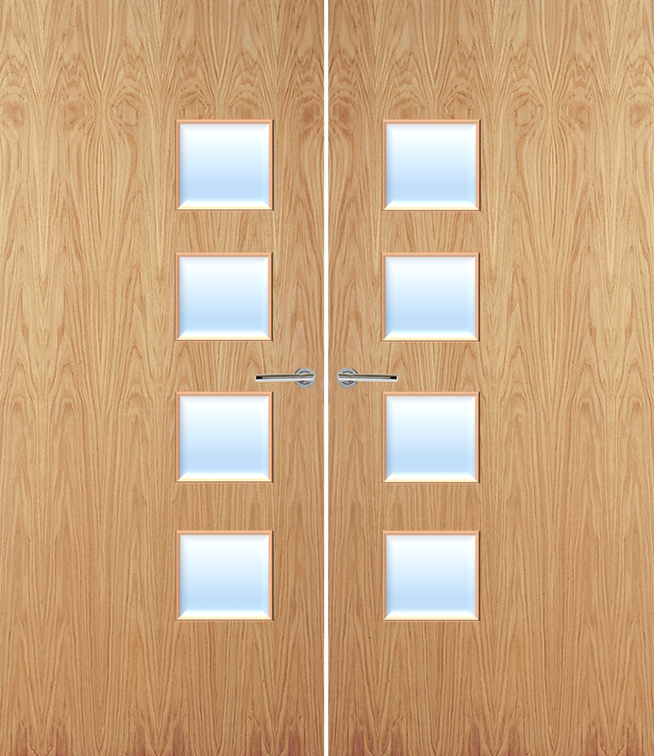 Oak Veneer 26G Glazed Pair FD30 Internal Fire Door