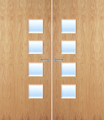 Load image into Gallery viewer, Oak Veneer 26G Glazed Pair FD30 Internal Fire Door
