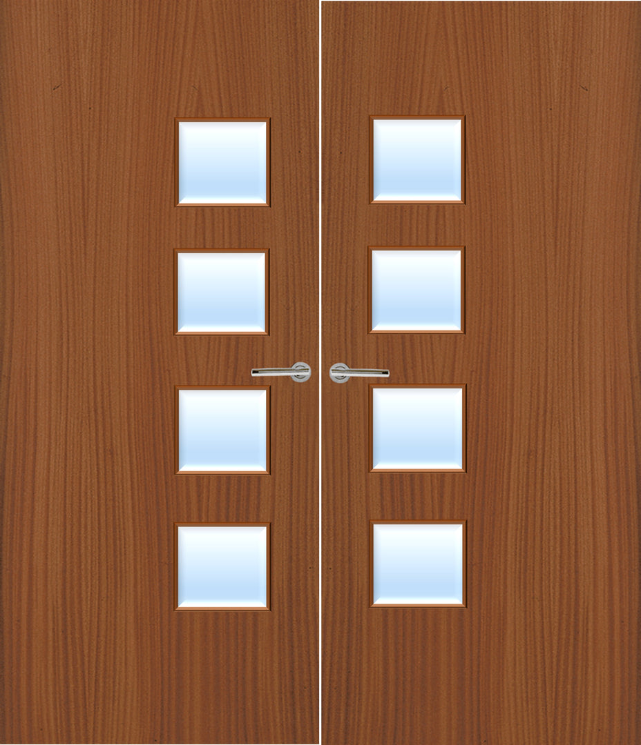 Sapele Veneer 26G Glazed Pair FD30 Internal Fire Door